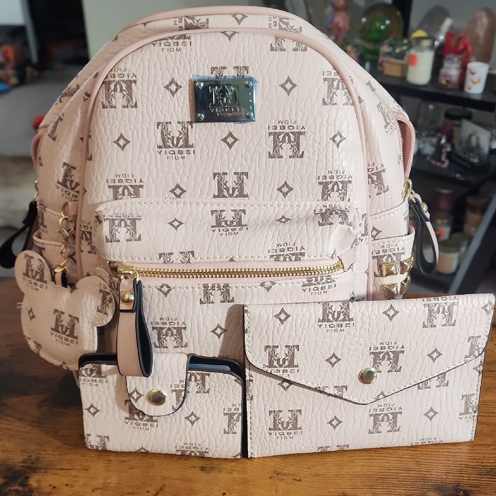 Stylish Yellow/ Pink 3pcs Backpack High Capacity Women's Travel Backpack FP $40